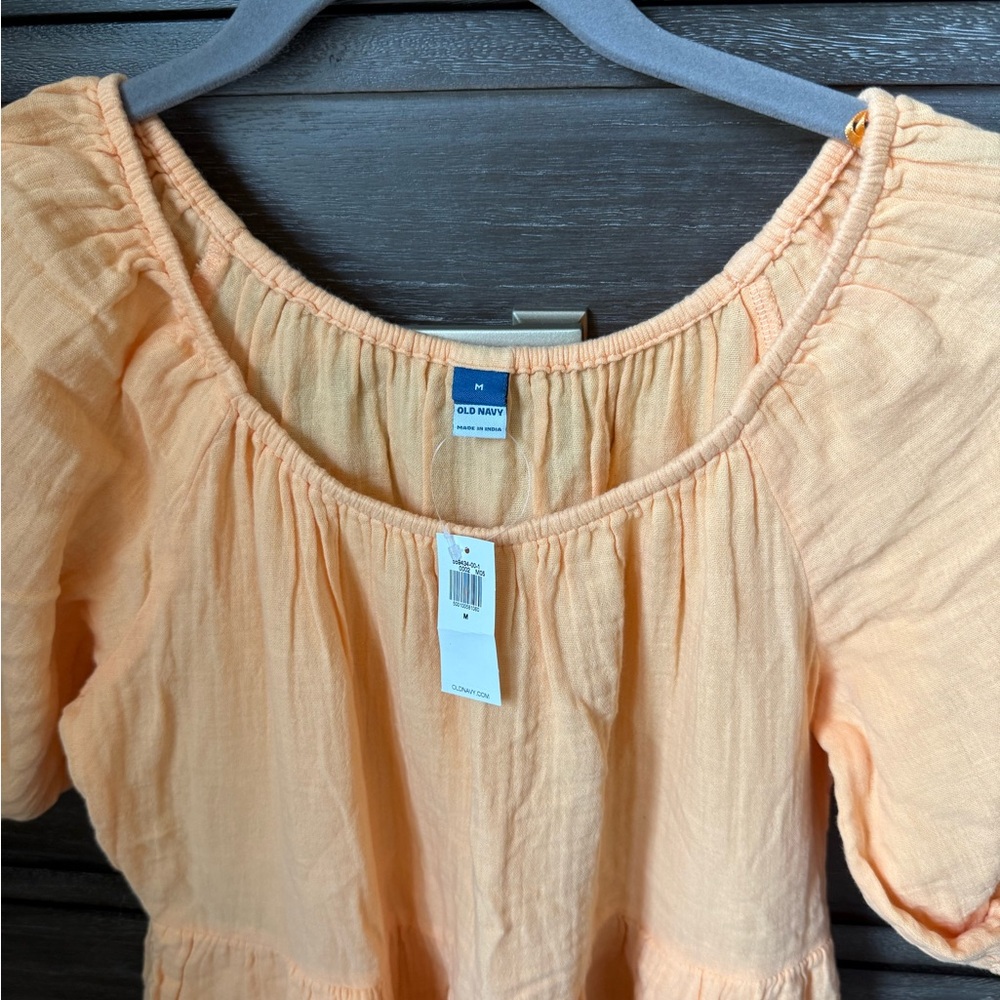 Old Navy Oange Puff Sleeved mini dress with pockets - Picture 2 of 6